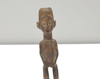 African Statue Male Baule Wood Figure Whistle