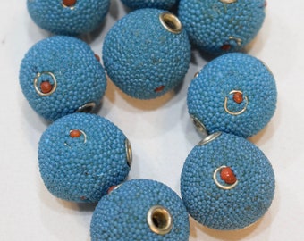 Beads India Sponge Turquoise Coral Glass Beads 20mm