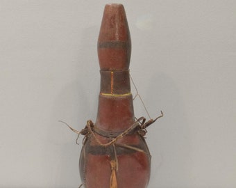 African Jug Wood Leather Turkana Tribe Milk Container Kenya