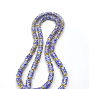 Chinese Enamel Floral Design Tube Bead