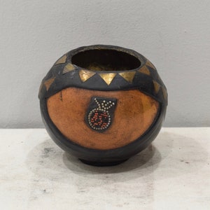 African Ashanti Beaded Brass Gourd