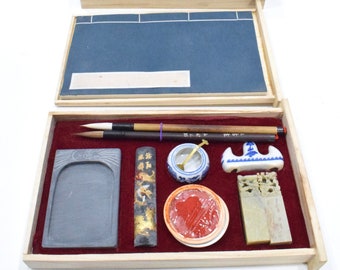 Chinese Calligraphy Set Brushes Ink  Stone Paper Calligraphy Set