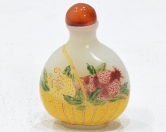 Chinese Porcelain Snuff Perfume Bottle Glass Painted Scene