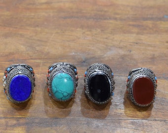 Middle Eastern Assorted Silver Stone Rings