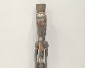 Papua New Guinea Carved Wood Long Nose Crock Blackwater Figure