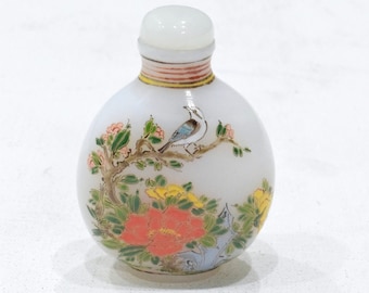 Chinese Porcelain Snuff Perfume Bottle Glass Painted Landscape