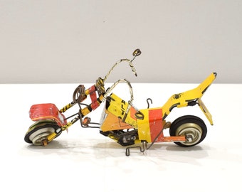 Toy Motorcycle African Recycled Tin Can Tanzania Toy Motorcycle
