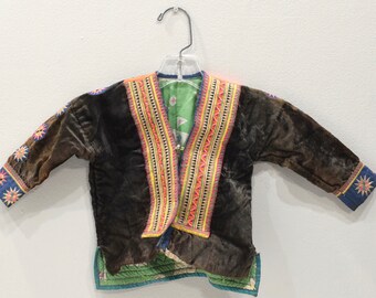 Chinese Hmong Brown Embroidered Childs Jacket