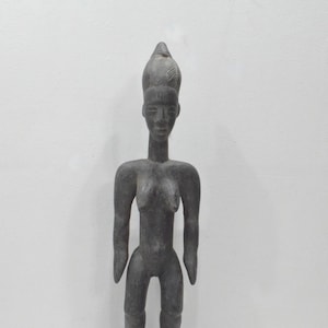 African Statue Baule Tribe Female Carved Wood Statue