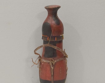 African Jug Wood Leather Turkana Tribe Milk Container Kenya