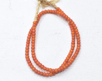 African Orange White Heart Beads