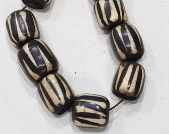 Beads African Old Batik Bone Barrel Beads 24-25mm