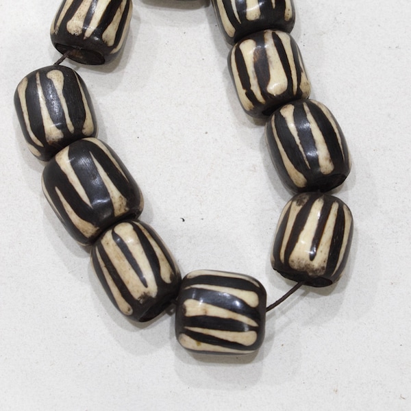 Beads African Old Batik Bone Barrel Beads 24-25mm