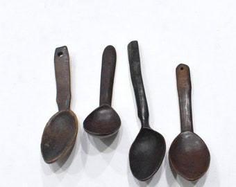 Philippines Ifugao Carved Wood 4 Piece Spoon Set