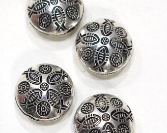 Chinese Silver Etched Fish Beads