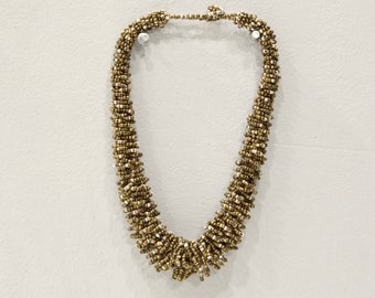 Necklace Indonesian Beaded Bronze Beige Loop Necklace