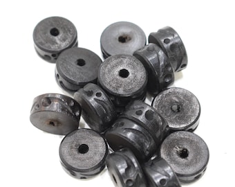 Beads Philippines Black Wood Rondelles 16-18mm