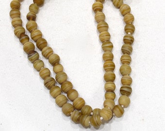 Beads African Old Beige Stripe  Glass Beads 8-9mm