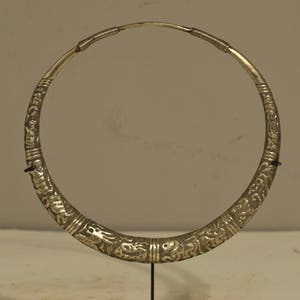 Chinese Miao Necklace Silver Etched Collar