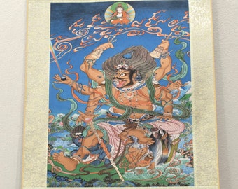 Tibetan Thangka Silk Print Painting Buddhist Deity