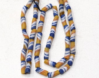 Beads African Yellow Blue Sand Cast Beads 15mm