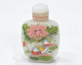 Chinese Porcelain Snuff Perfume Bottle Glass Painted Scene