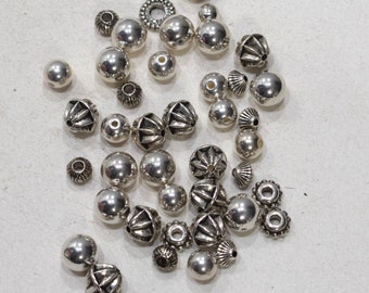 Beads Assorted Silver Beads 6-10mm