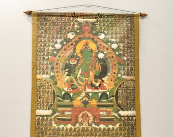 Tibetan Thangka Silk Print Buddhist Deity