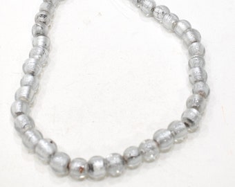 Beads Clear Silver Leaf Round Glass Beads 12mm