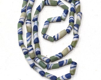 Beads African Green Blue Sand Cast Beads 15-16mm