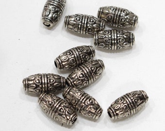 Beads Etched Silver Oval Beads 23mm