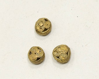 Beads African Brass Round Coil Bead