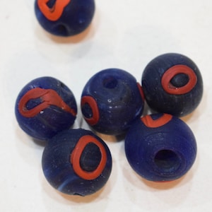Beads India Red Blue Glass Round  Vintage Beads 18mm - 20mm