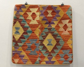 Pillowcase Kilim Rug Hand Stiched Rug Fragment Pillow Case