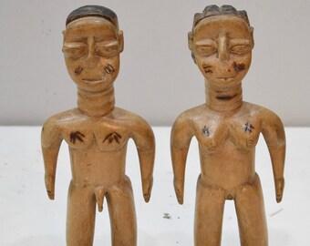 African Old Ewe Wood Twin Dolls Togo/Ghana