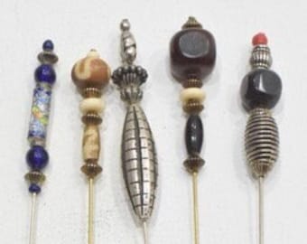 Stick Pins 5 Assorted Beaded Pins