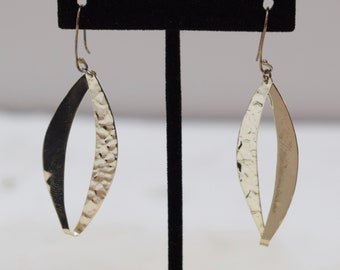 Earrings Sterling Silver Hammered Oval Earrings