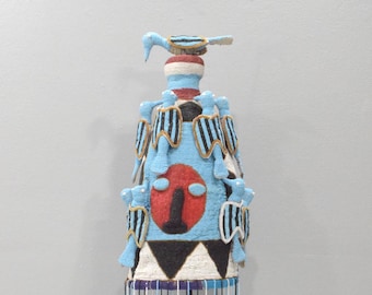 African Yoruba Beaded Multi Colored Bird Crown