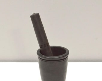 Mortar Pestle African Ebony Wood Spice Grinder Tanzania