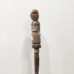 African Staff Baule Tribe Carved Male Figure Walking Staff