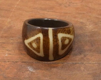 Ring African Batik Bone Band Ring