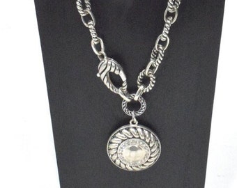 Silver Rope Chain Pendant Necklace