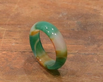 Ring Two-Tone Green Jade Band Ring