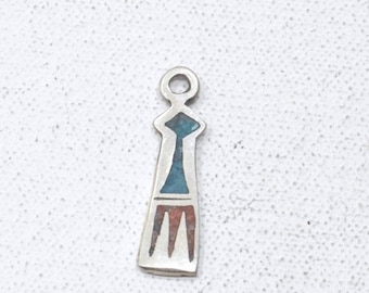 Sterling Silver & Turquoise Indian Charm Pendant