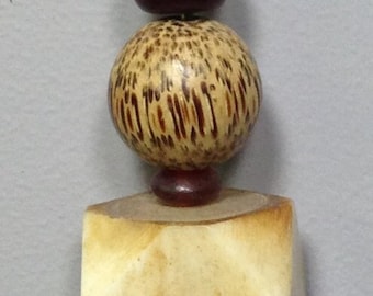 Indonesian Palm Wood Bone Cord Necklace