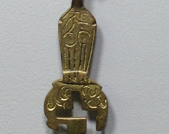 Tibetan Brass Padlock Key Pendant Necklace