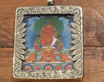 Pendant Tibetan Silver Goddess Tangka Amulet Pendant Nepal