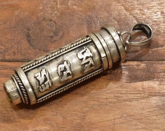 Pendant Tibetan Prayer Tube Pendant With Stone Nepal