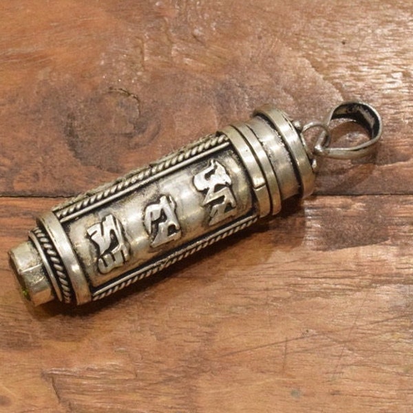 Pendant Tibetan Prayer Tube Pendant With Stone Nepal