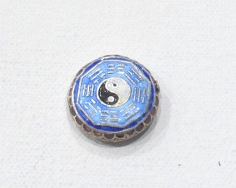 Chinese Blue Enamel YingYang Bead